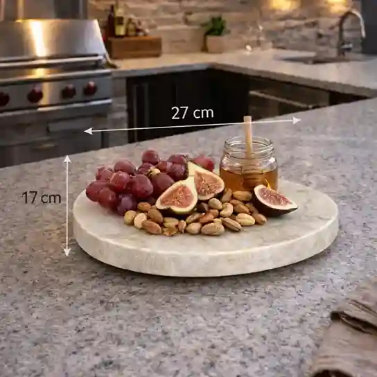 Bandeja Decorativa Orgânica de Pedra Mármore Natural Branco para Mesa Posta