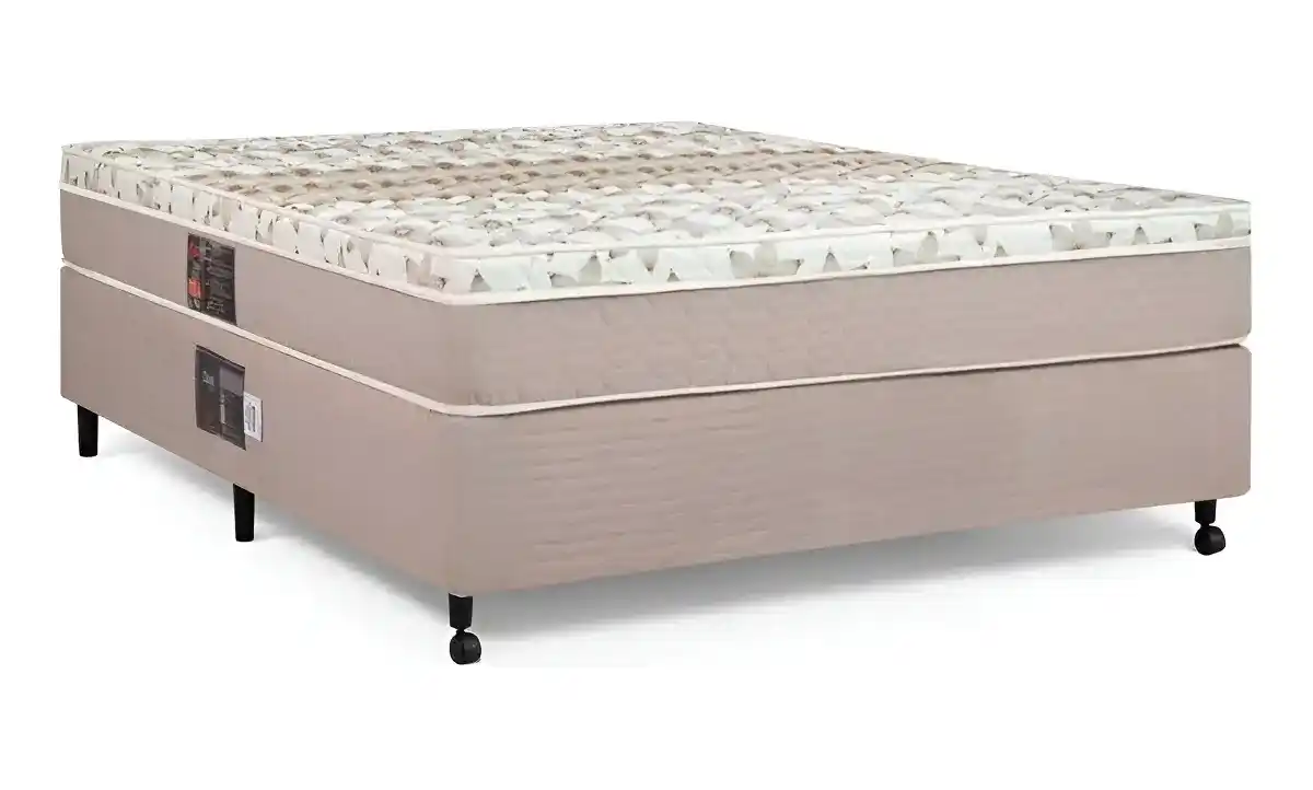 Cama Box + Colchão Castor Casal Class Pocket 138x188x52cm Cor Bege