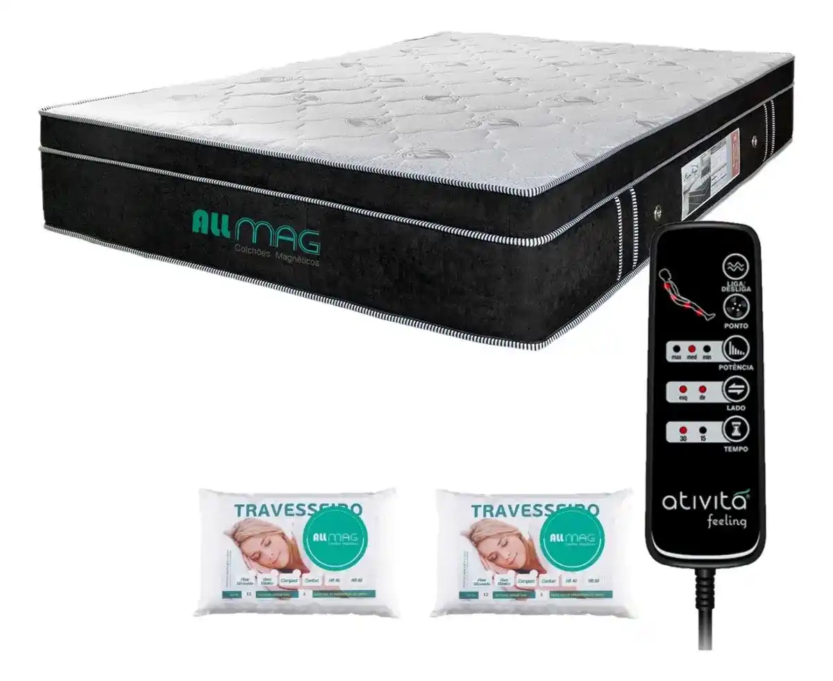 Colchão D45 Controle Massageador Casal Allmag Preto