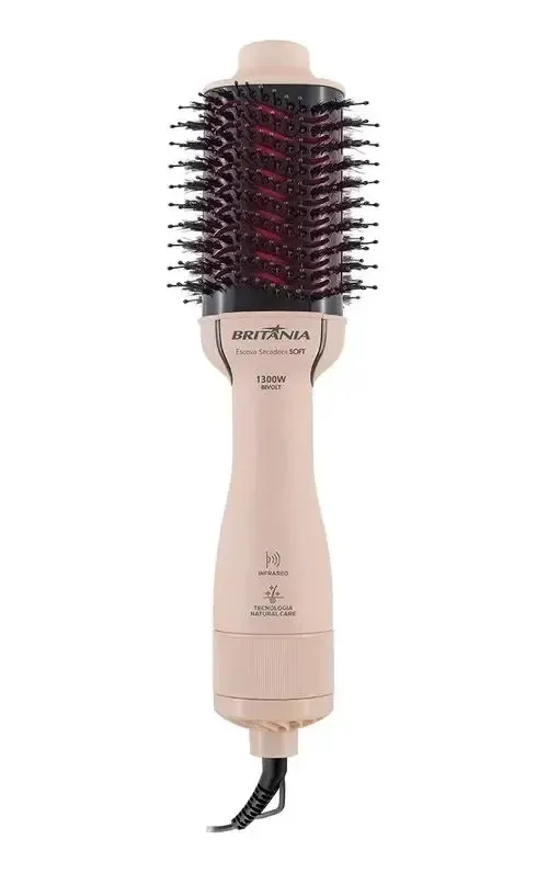 Escova Secadora Britânia BEC07R 4 Em 1 1300W Cabo Giratório Rosa