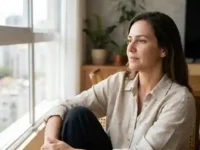 Mulher refletindo sobre amizades tóxicas e limites na vida adulta https://amigaah.com.br