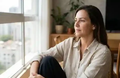 Mulher refletindo sobre amizades tóxicas e limites na vida adulta https://amigaah.com.br