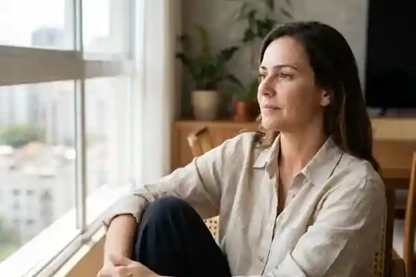 Mulher refletindo sobre amizades tóxicas e limites na vida adulta https://amigaah.com.br