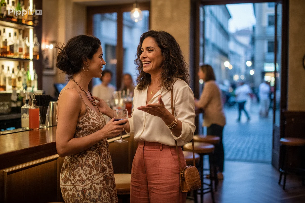 mulher iniciando conversa amigável com outra mostra Como Vencer a Timidez Depois dos 40 Anos e assim Conhecer Pessoas https://amigaah.com.br