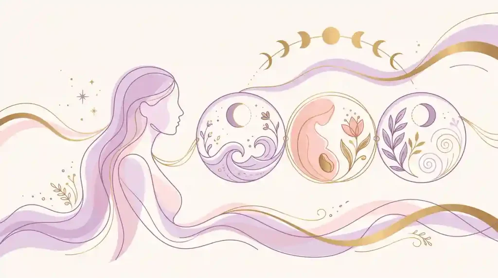 Ilustração das fases hormonais da mulher e a relação com a ansiedade feminina ao longo da vida